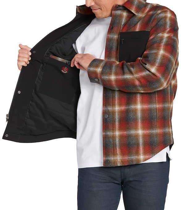 image:imagePENDLETON Mens Polyfill Insulation Wool Blend Shirt Jacket US Alpha Medium Regular Regular Red Rust Gray Plaid