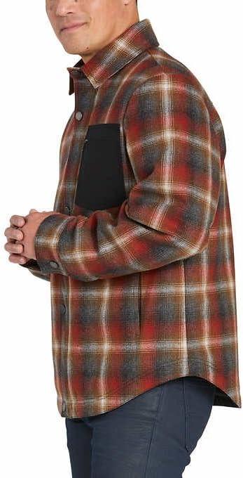image:imagePENDLETON Mens Polyfill Insulation Wool Blend Shirt Jacket US Alpha Medium Regular Regular Red Rust Gray Plaid