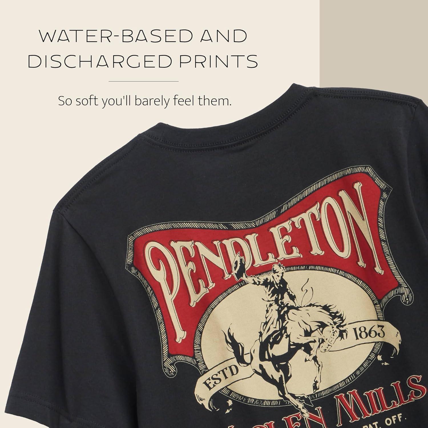 image:imagePendleton Mens Graphic TShirt 100 Cotton Short Sleeve Tee Soft WaterBased Print Casual Shirt Crew NeckVintage BlackTan