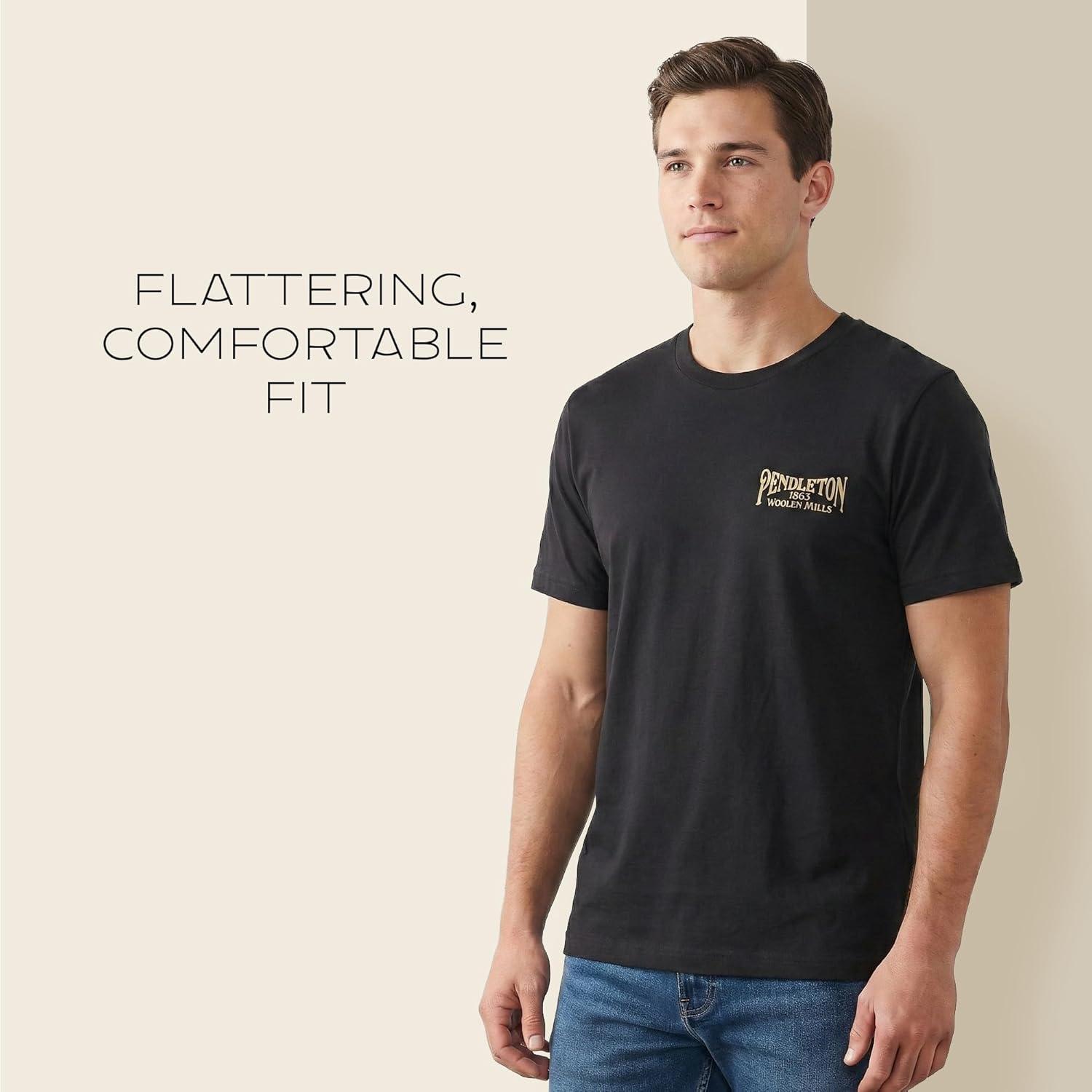 image:imagePendleton Mens Graphic TShirt 100 Cotton Short Sleeve Tee Soft WaterBased Print Casual Shirt Crew NeckVintage BlackTan