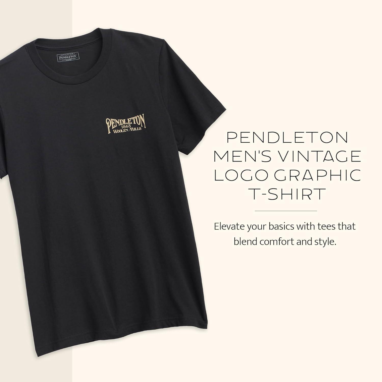 image:imagePendleton Mens Graphic TShirt 100 Cotton Short Sleeve Tee Soft WaterBased Print Casual Shirt Crew NeckVintage BlackTan