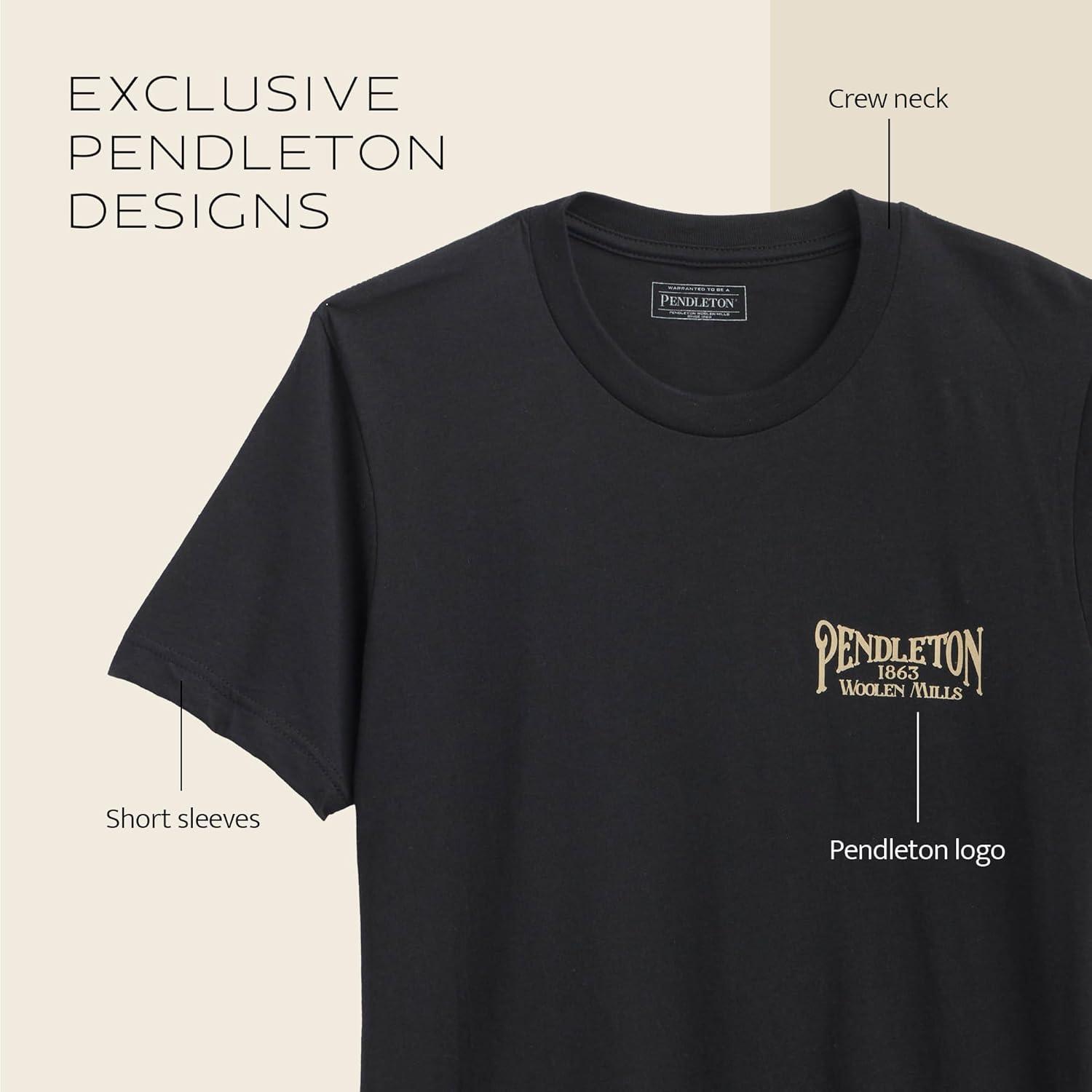 image:imagePendleton Mens Graphic TShirt 100 Cotton Short Sleeve Tee Soft WaterBased Print Casual Shirt Crew NeckVintage BlackTan
