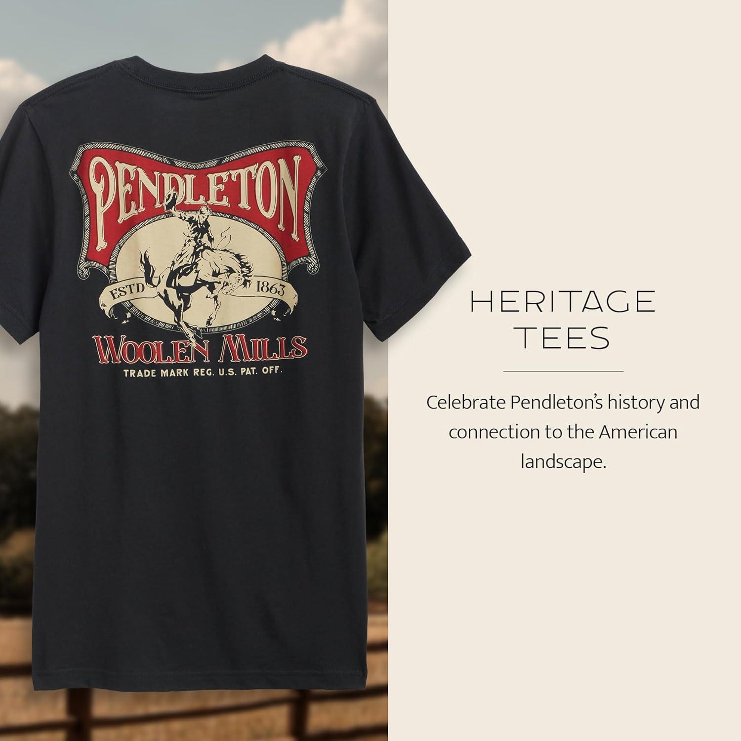 image:imagePendleton Mens Graphic TShirt 100 Cotton Short Sleeve Tee Soft WaterBased Print Casual Shirt Crew NeckVintage BlackTan