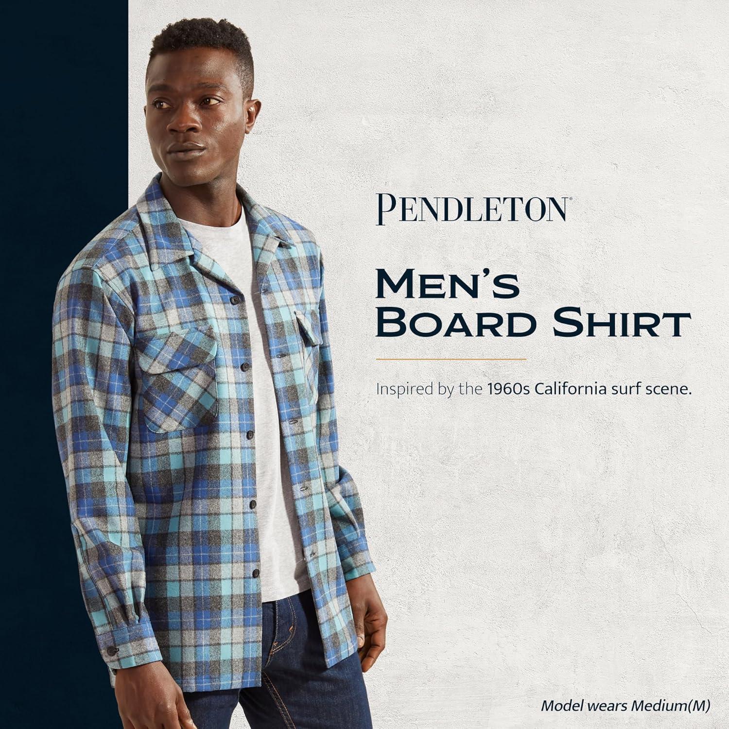 image:imagePendleton Iconic Board Shirts for Men Long Sleeve 100 Wool Surf Classic ButtonUp Mens Shirt WashableBlueGreen Original Surf Plaid