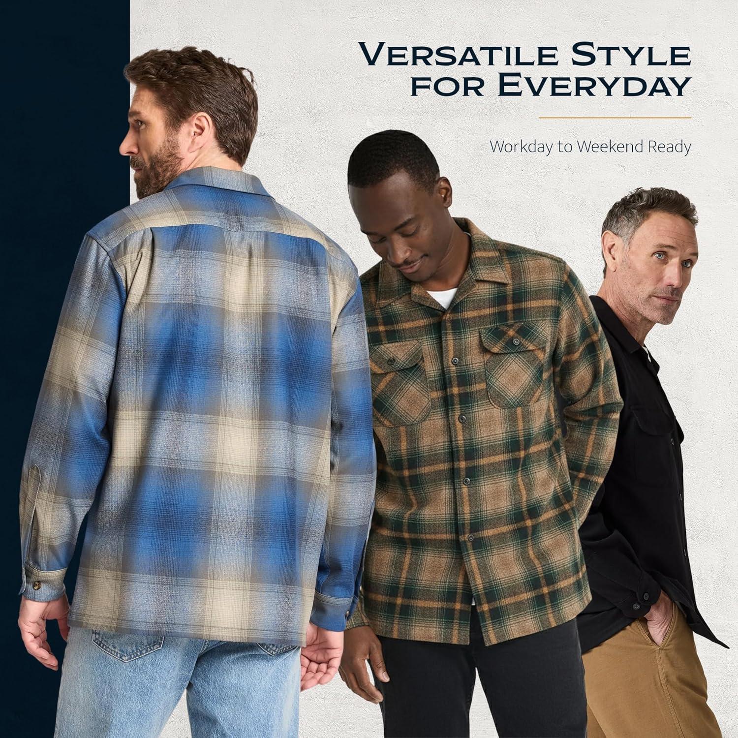 image:imagePendleton Iconic Board Shirts for Men Long Sleeve 100 Wool Surf Classic ButtonUp Mens Shirt WashableBlueTan Ombre