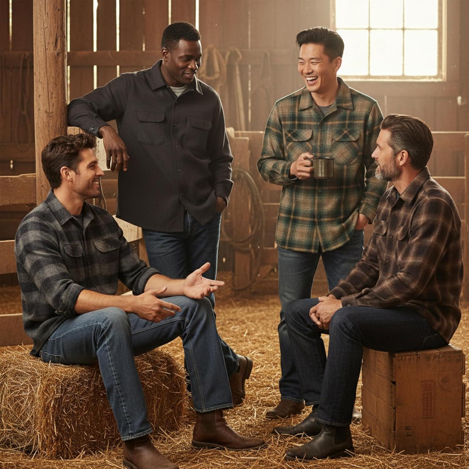 image:imagePendleton Iconic Board Shirts for Men Long Sleeve 100 Wool Surf Classic ButtonUp Mens Shirt WashableBlueTan Ombre