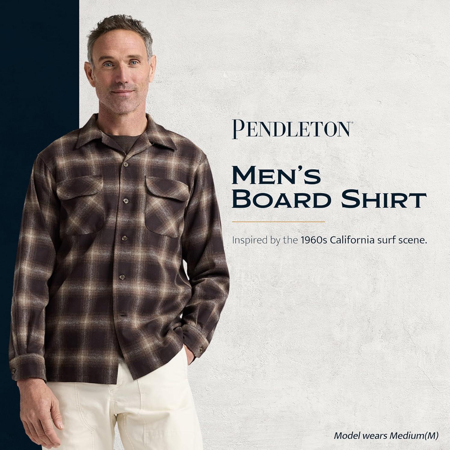 image:imagePendleton Iconic Board Shirts for Men Long Sleeve 100 Wool Surf Classic ButtonUp Mens Shirt WashableBrown Mix Ombre
