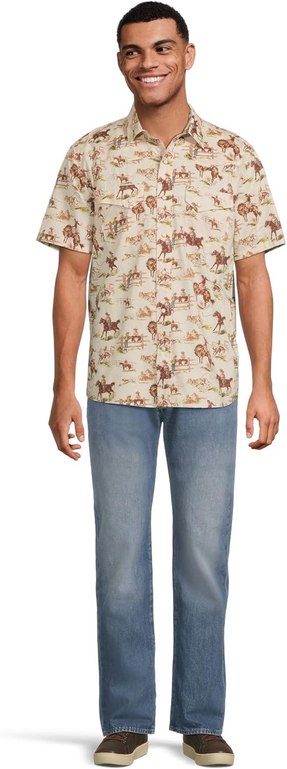 image:imagePendleton Mens Laramie SnapFront Breathable Cotton Short Sleeve Relaxed Fit Washable Summer ShirtWild Horse Ecru