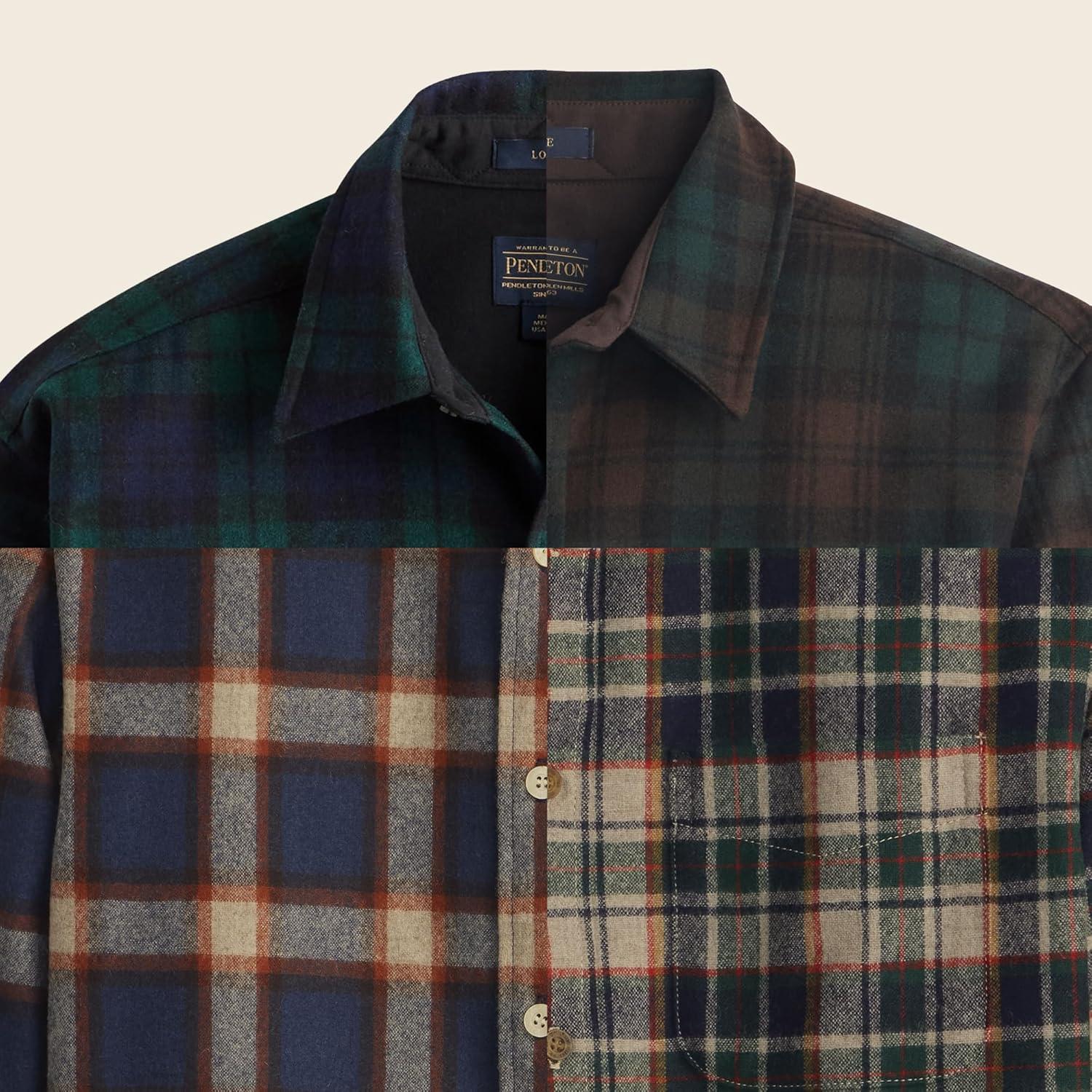 image:imagePendleton Mens Lodge Shirt Warm and Durable Wool Flannel Shirt Classic ButtonUp Plaid Shirt for Outdoor AdventuresBrown Watch Tartan
