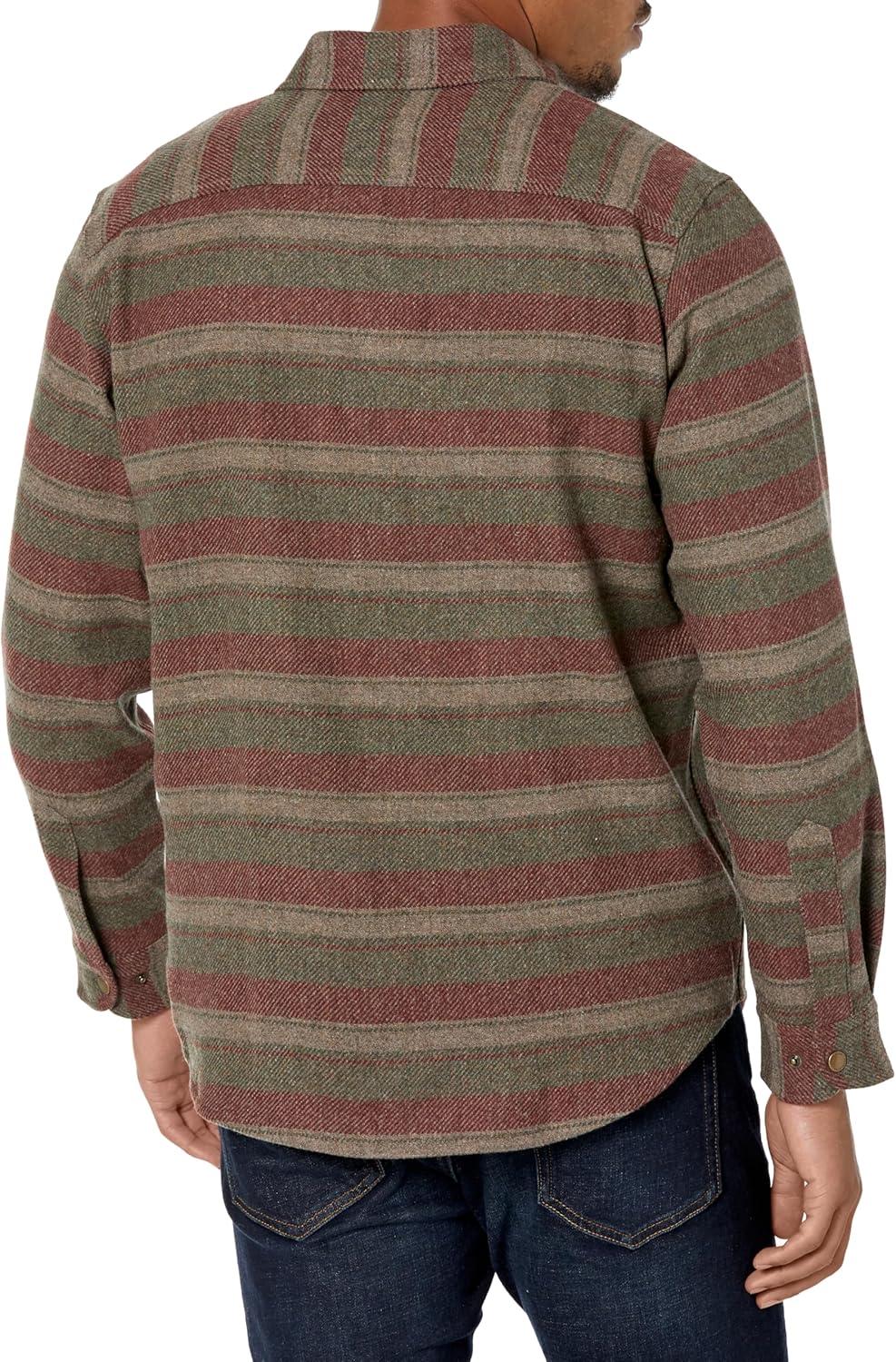 image:imagePendleton Mens Long Sleeve Snap Front Forrest Twill ShirtGreen MixRust Stripe