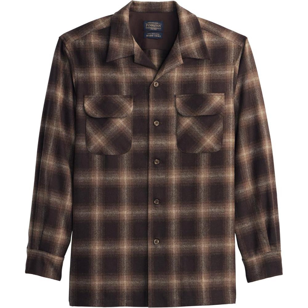 image:imagePendleton Iconic Board Shirts for Men Long Sleeve 100 Wool Surf Classic ButtonUp Mens Shirt WashableBrown Mix Ombre