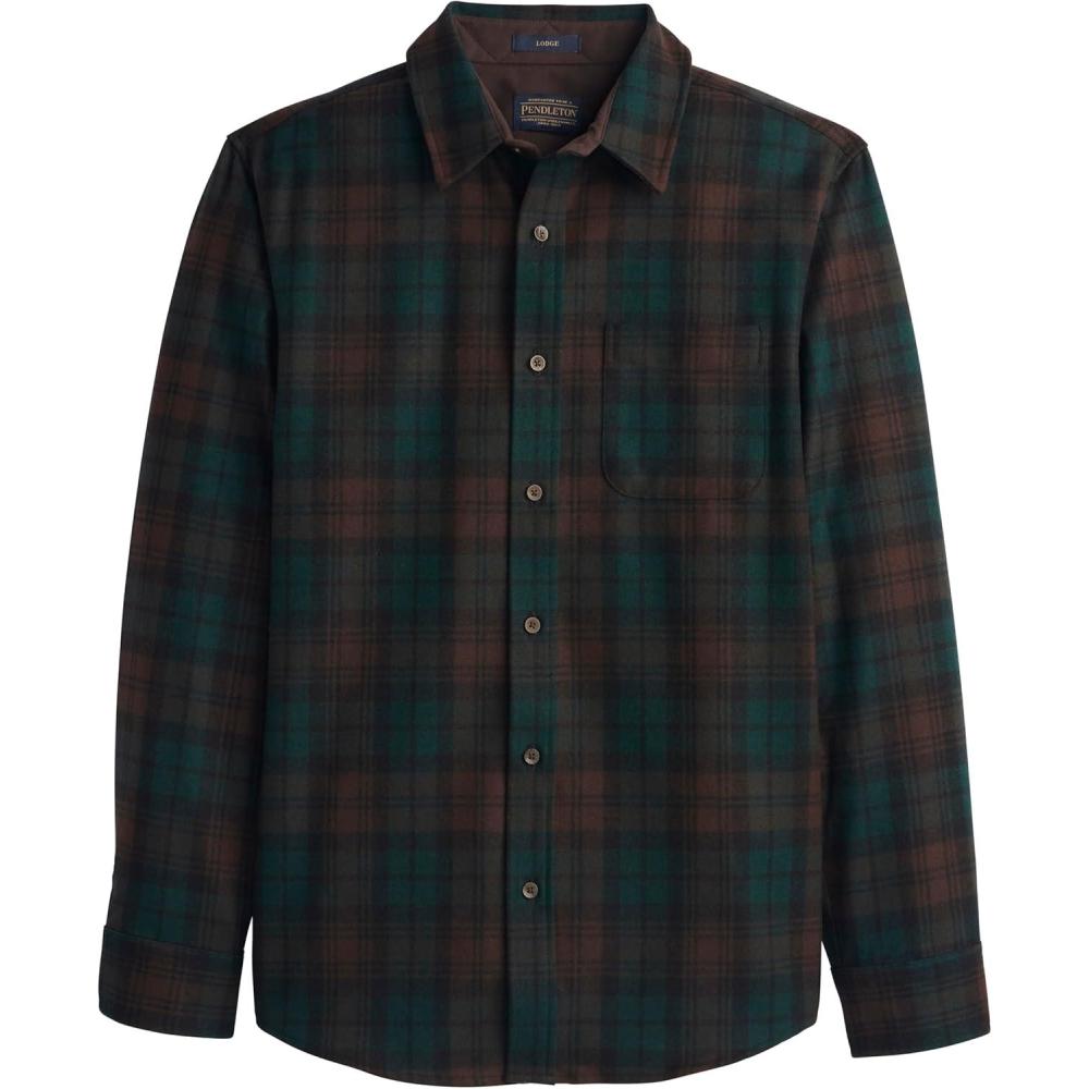 image:imagePendleton Mens Lodge Shirt Warm and Durable Wool Flannel Shirt Classic ButtonUp Plaid Shirt for Outdoor AdventuresBrown Watch Tartan