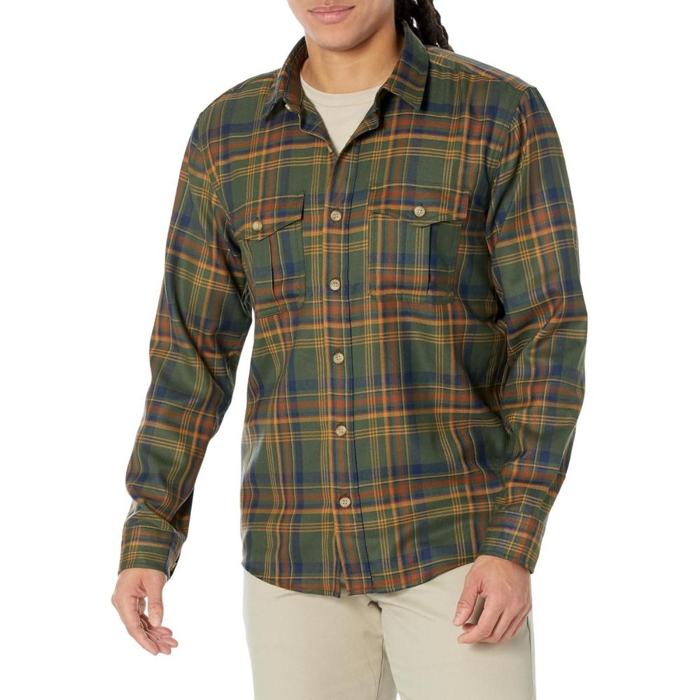 image:imagePendleton Mens Long Sleeve Harrison Merino ShirtGreenGold Plaid