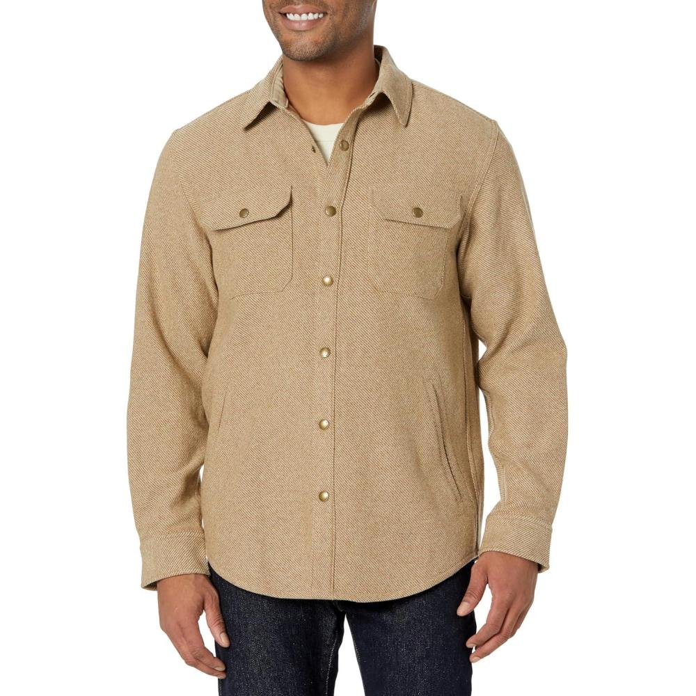 image:imagePendleton Mens Long Sleeve Snap Front Forrest Twill ShirtTanCarmel Mix Twill