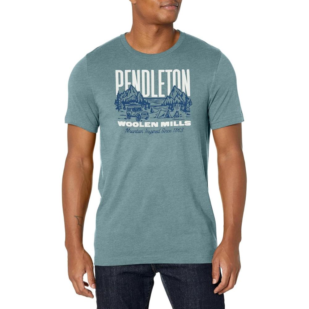image:imagePendleton Mens Short Sleeve Vintage 4x4 Heather Graphic TShirtHeather SlateWhite