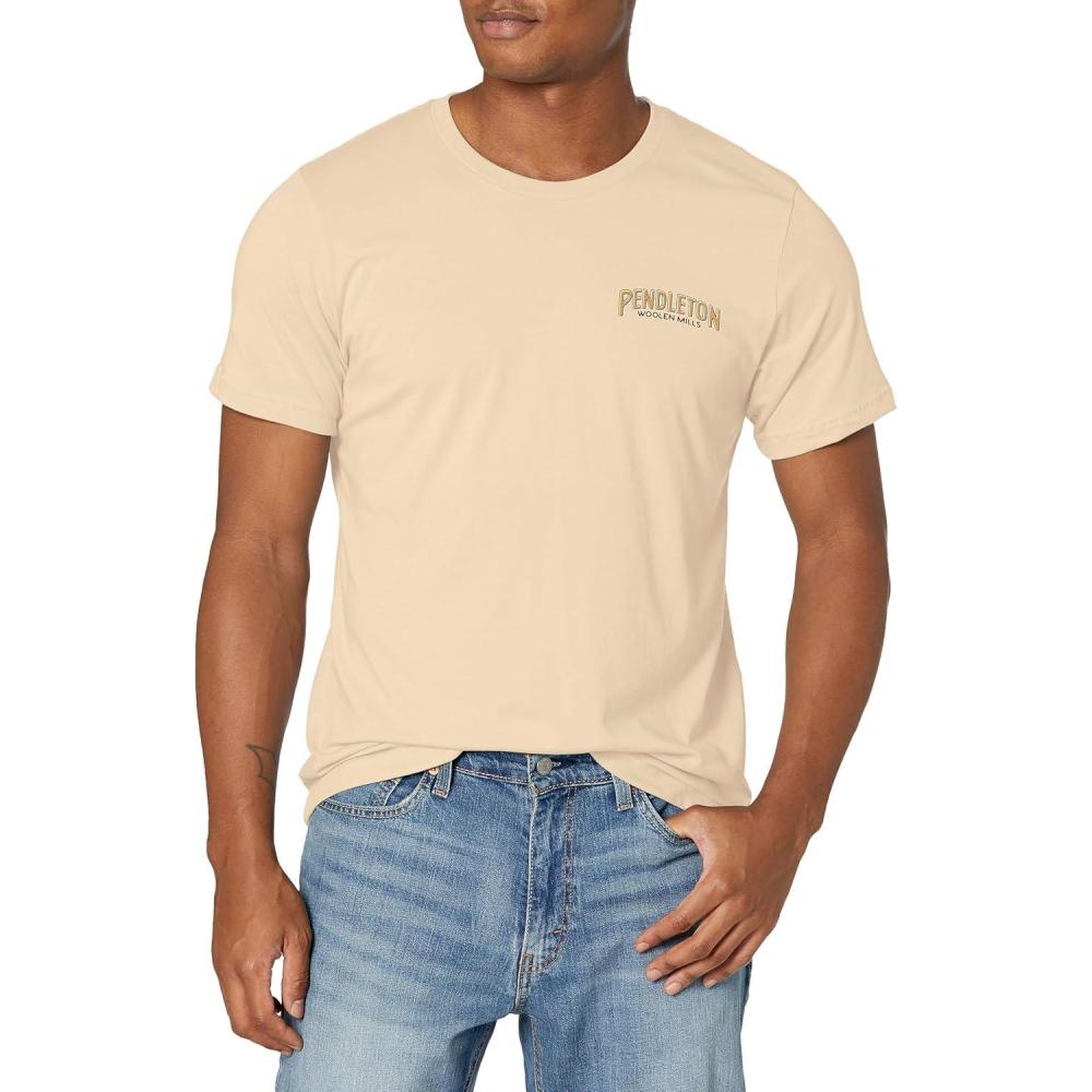 image:imagePendleton Mens Short Sleeve Vintage Horseshoe Graphic TShirtSoft CreamGold