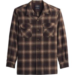 Pendleton Iconic Board Shirts for Men, Long Sleeve, 100% Wool Surf Classic, Button-Up Men’s Shirt, Washable(Brown Mix Ombre)