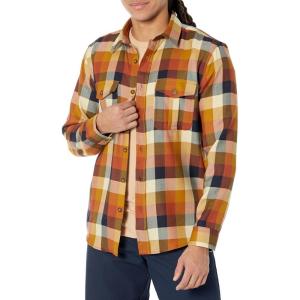 Pendleton Men’s Long Sleeve Harrison Merino Shirt(Blue/Copper Block Plaid)