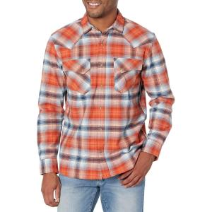 Pendleton Men’s Long Sleeve Wyatt Shirt(Barn Red/Denim Plaid)