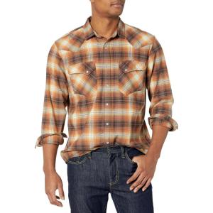 Pendleton Men’s Long Sleeve Wyatt Shirt(Coffee/Gold/Citrus Plaid)