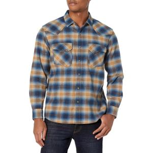 Pendleton Men’s Long Sleeve Wyatt Shirt(Marine Blue/Tan/Brown Plaid)