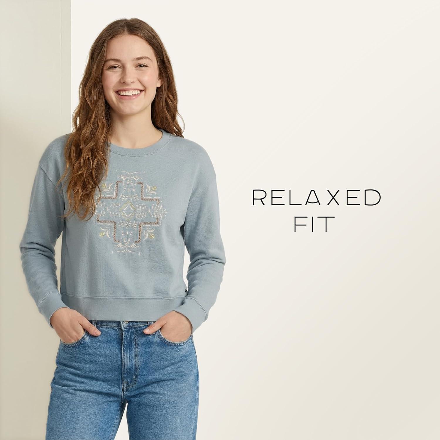 image:imagePendleton Womens Embroidered Graphic French Terry Sweater 100 Cotton Lightweight Knit Classic CrewneckSage