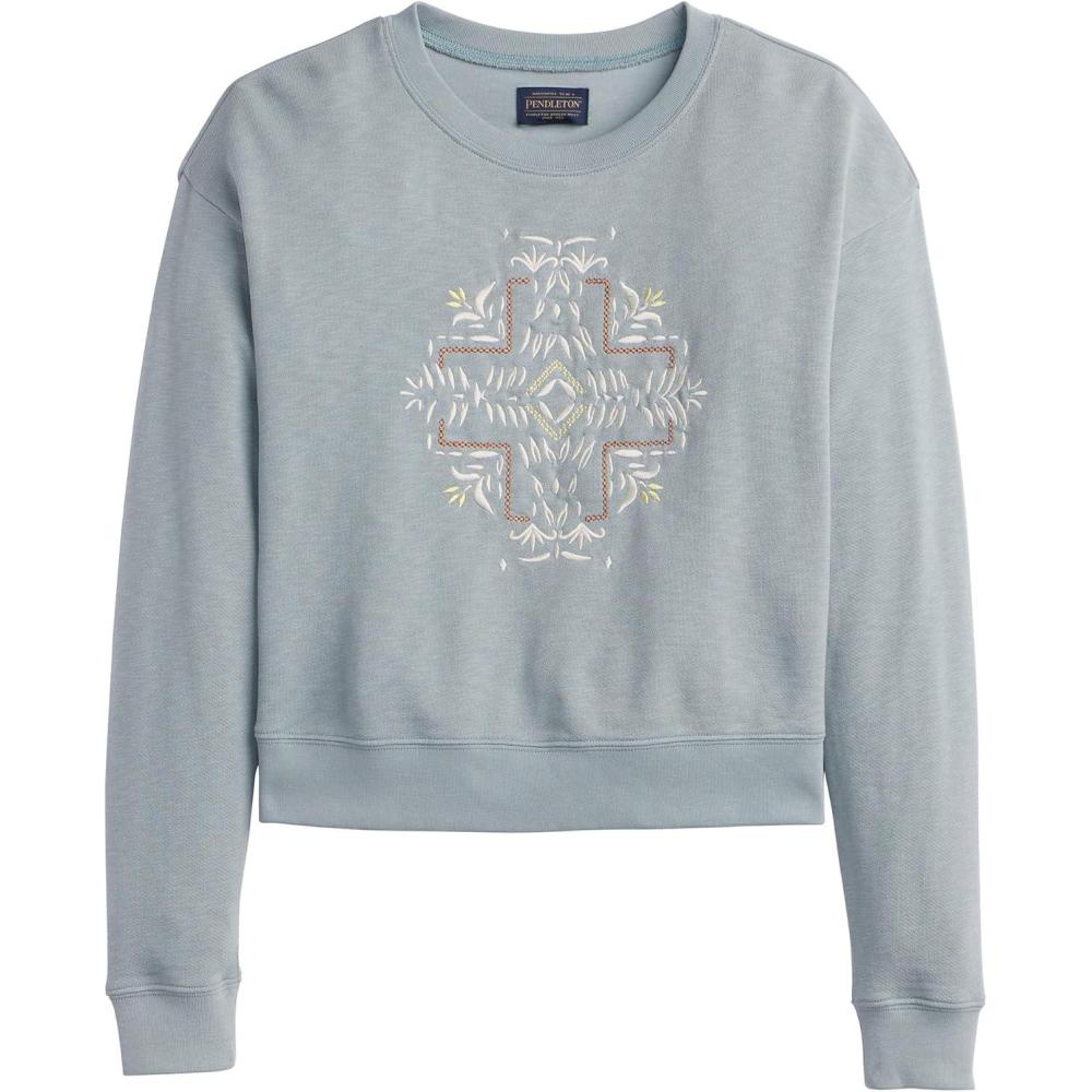 image:imagePendleton Womens Embroidered Graphic French Terry Sweater 100 Cotton Lightweight Knit Classic CrewneckSage