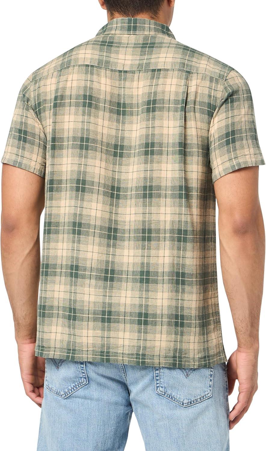 image:imagePendleton Mens Short Sleeve Linen Camp ShirtGreenKhaki Plaid