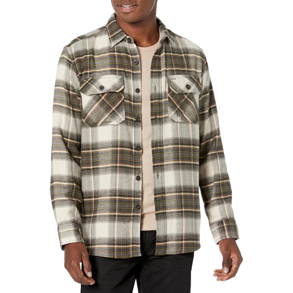 image:imagePendleton Mens Long Sleeve Super Soft Burnside Flannel ShirtTanOliveBrown Plaid