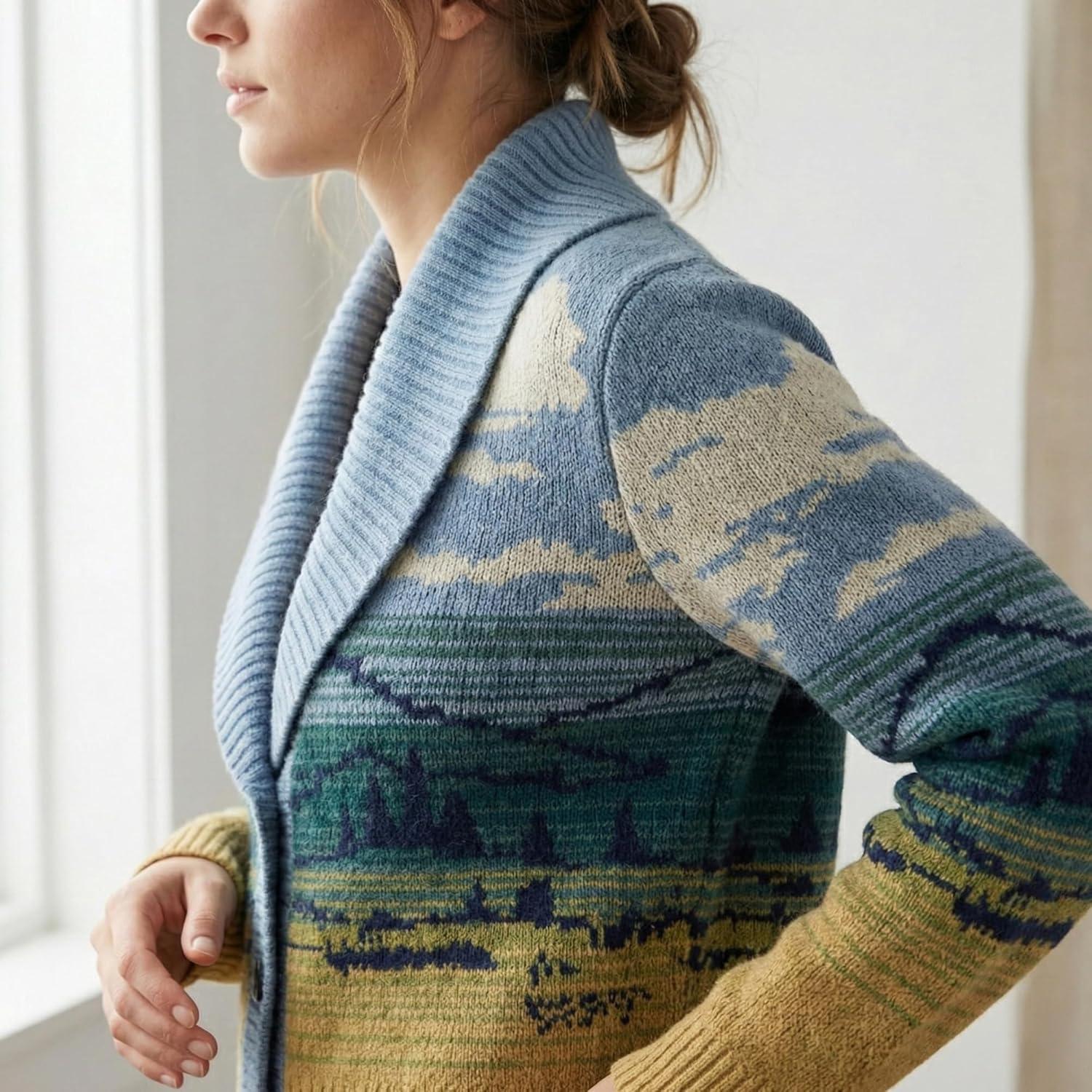 image:imagePendleton Big Sky Cardigan for Women 100 Cotton Sweater Lightweight Casual Womens Cardigan Made in USABlueYellow Multi
