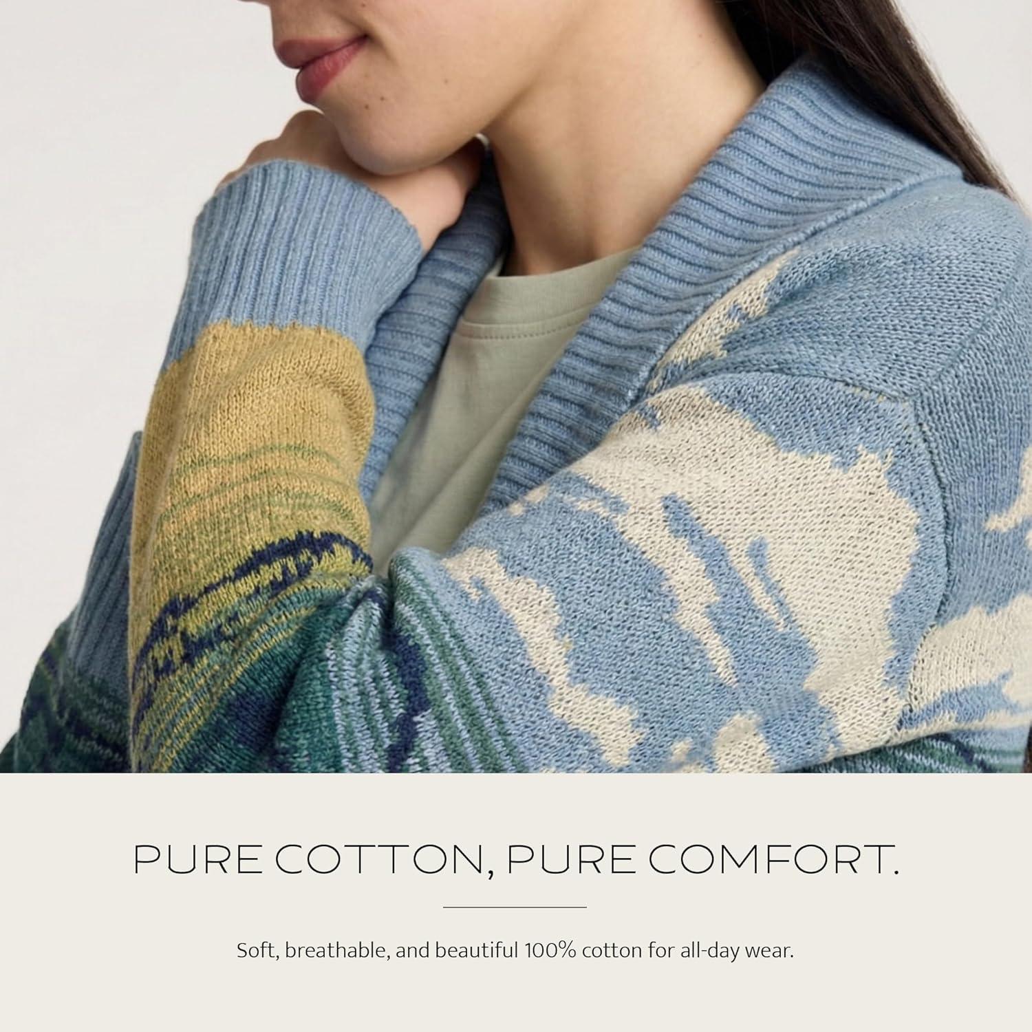 image:imagePendleton Big Sky Cardigan for Women 100 Cotton Sweater Lightweight Casual Womens Cardigan Made in USABlueYellow Multi