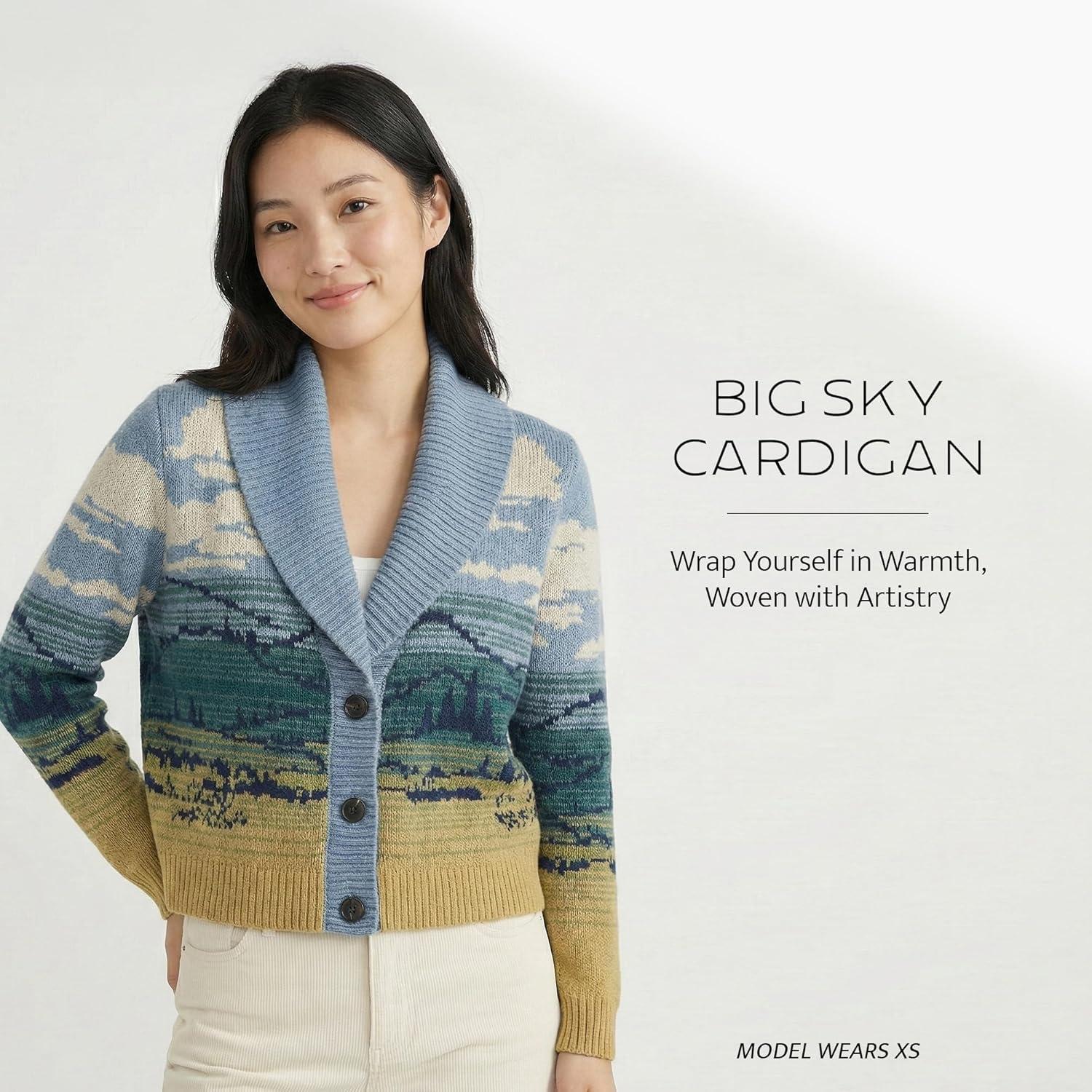 image:imagePendleton Big Sky Cardigan for Women 100 Cotton Sweater Lightweight Casual Womens Cardigan Made in USABlueYellow Multi