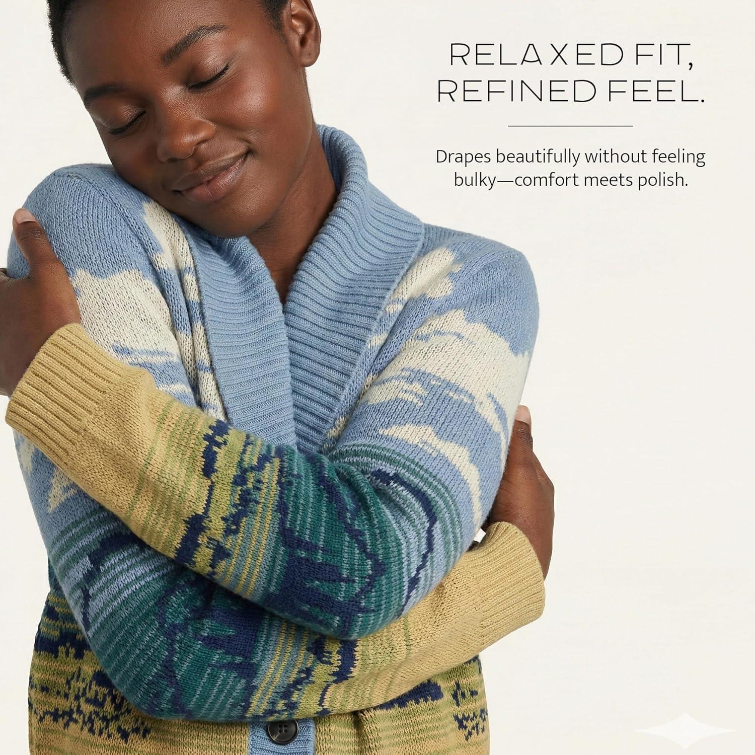 image:imagePendleton Big Sky Cardigan for Women 100 Cotton Sweater Lightweight Casual Womens Cardigan Made in USABlueYellow Multi