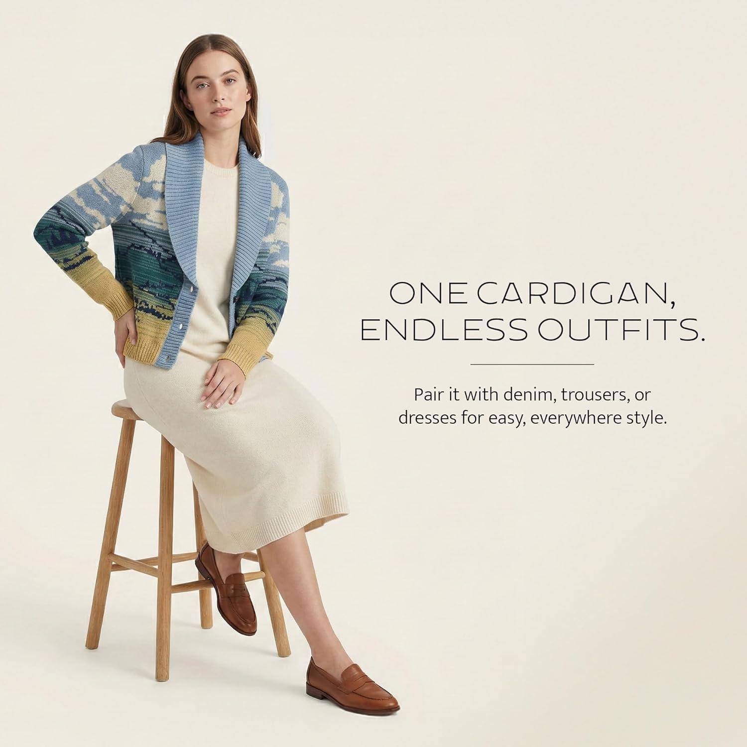 image:imagePendleton Big Sky Cardigan for Women 100 Cotton Sweater Lightweight Casual Womens Cardigan Made in USABlueYellow Multi