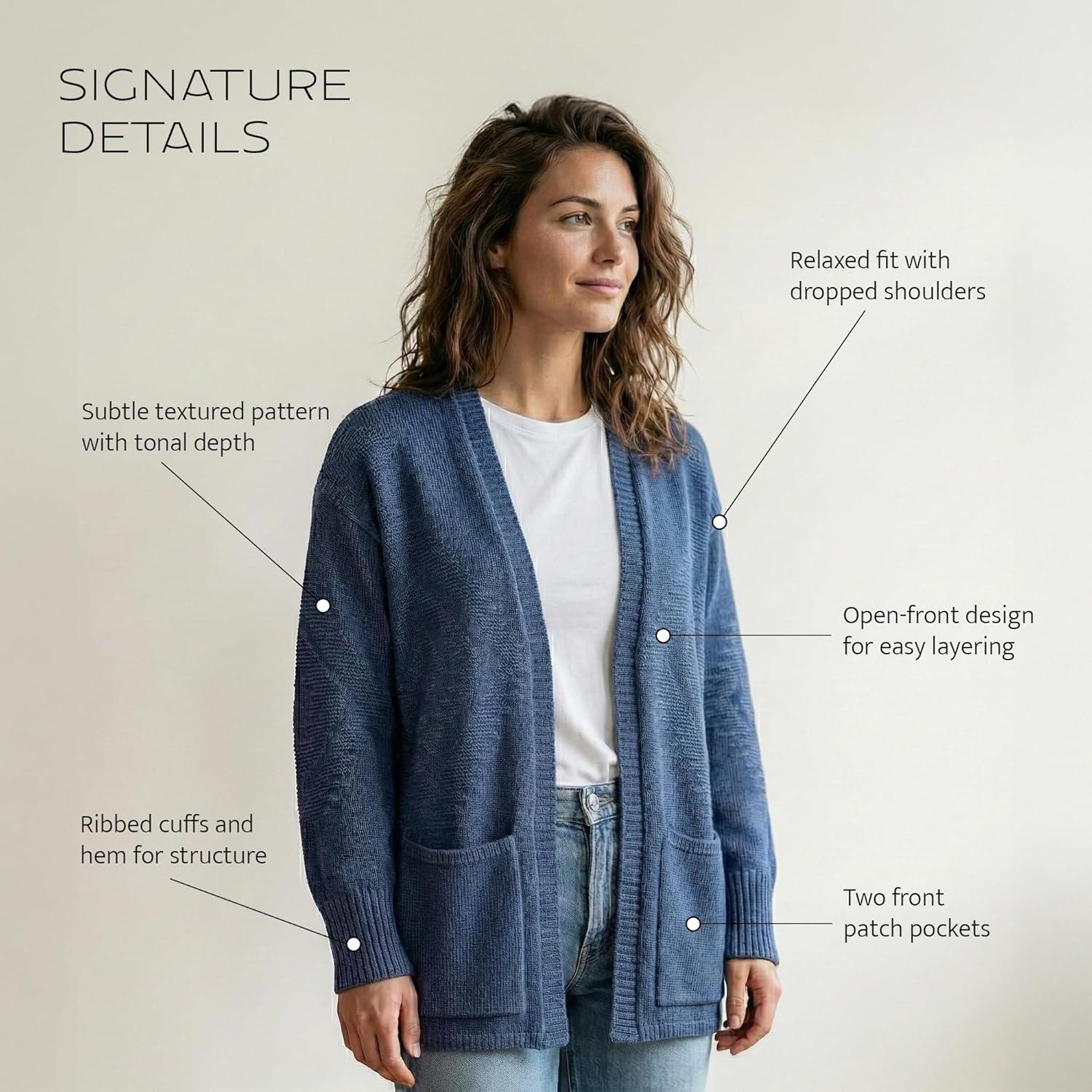 image:imagePendleton Textured Sierra Springs Cardigan 100 Cotton Lightweight Cardigan Sweaters for WomenNavy