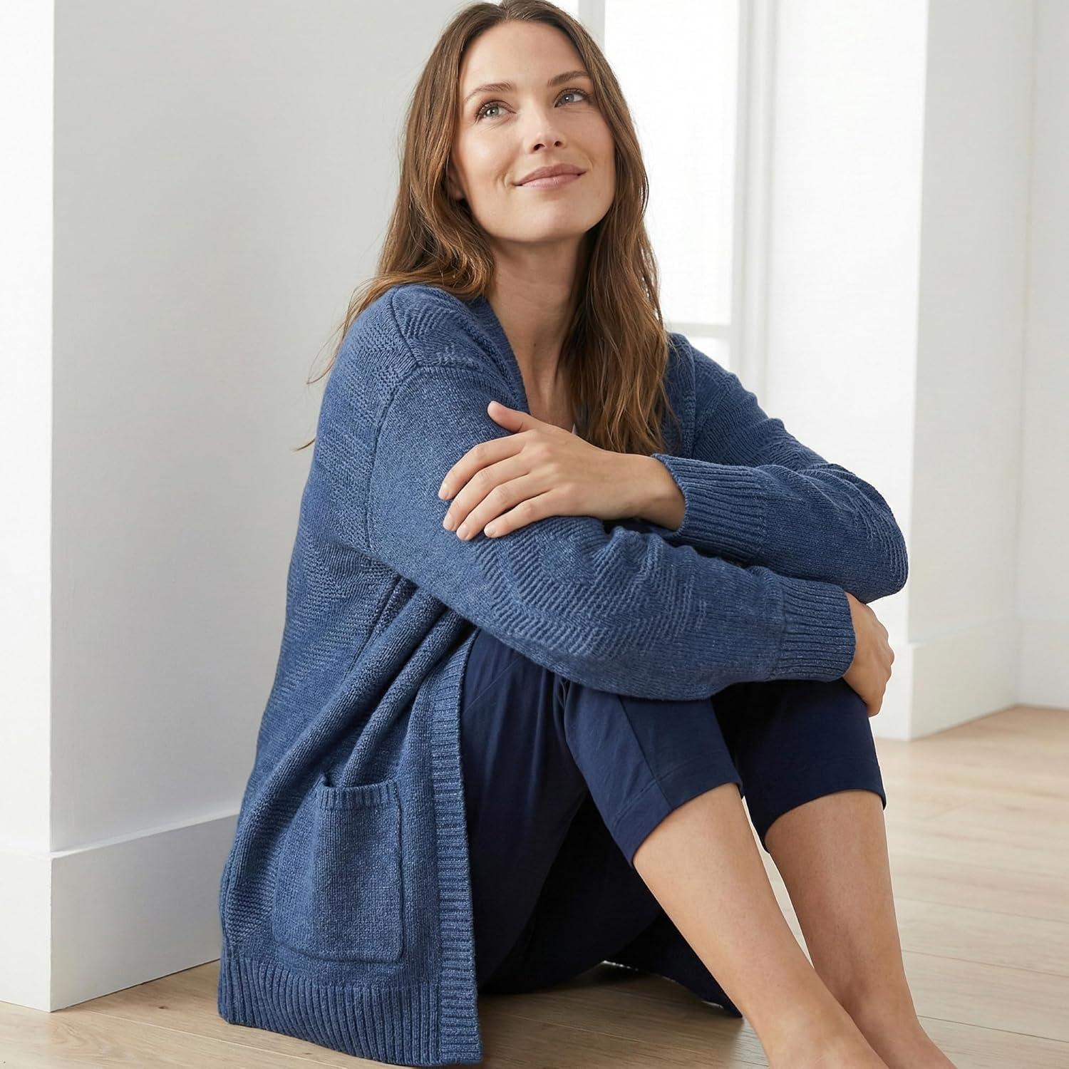 image:imagePendleton Textured Sierra Springs Cardigan 100 Cotton Lightweight Cardigan Sweaters for WomenNavy