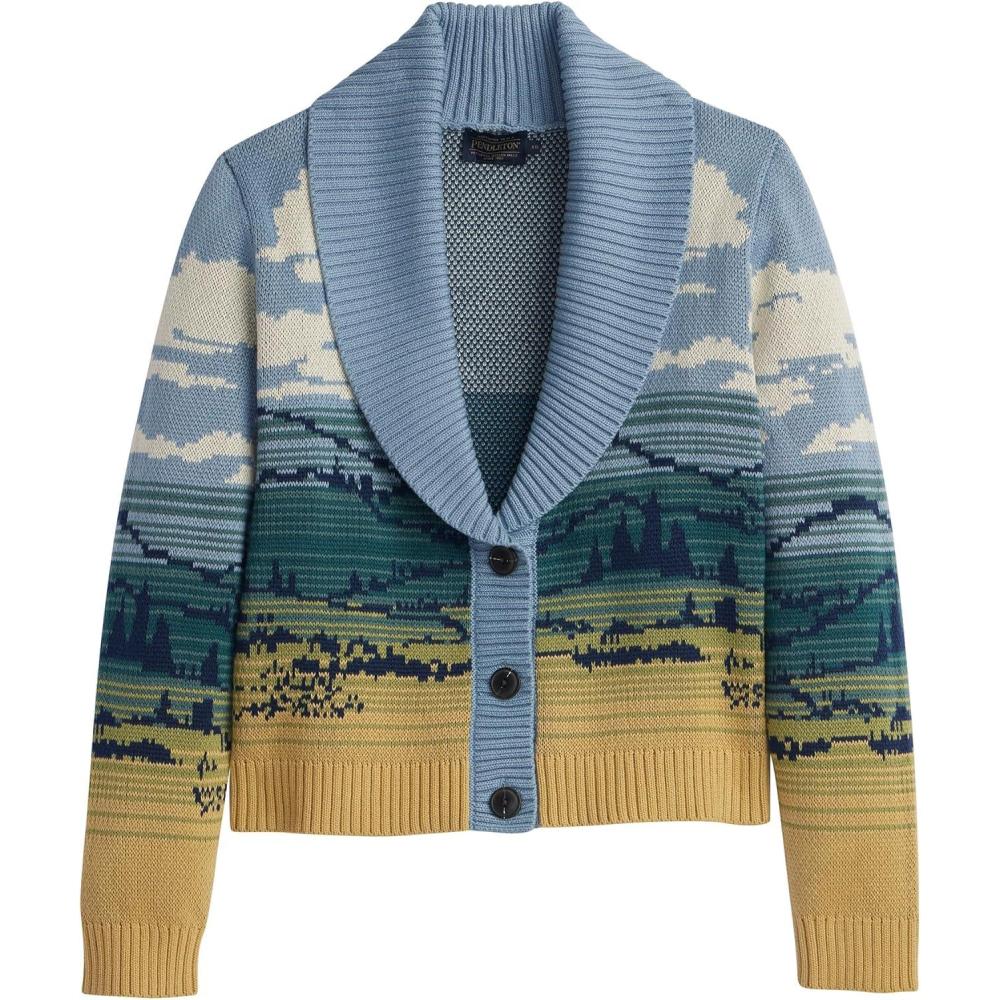image:imagePendleton Big Sky Cardigan for Women 100 Cotton Sweater Lightweight Casual Womens Cardigan Made in USABlueYellow Multi