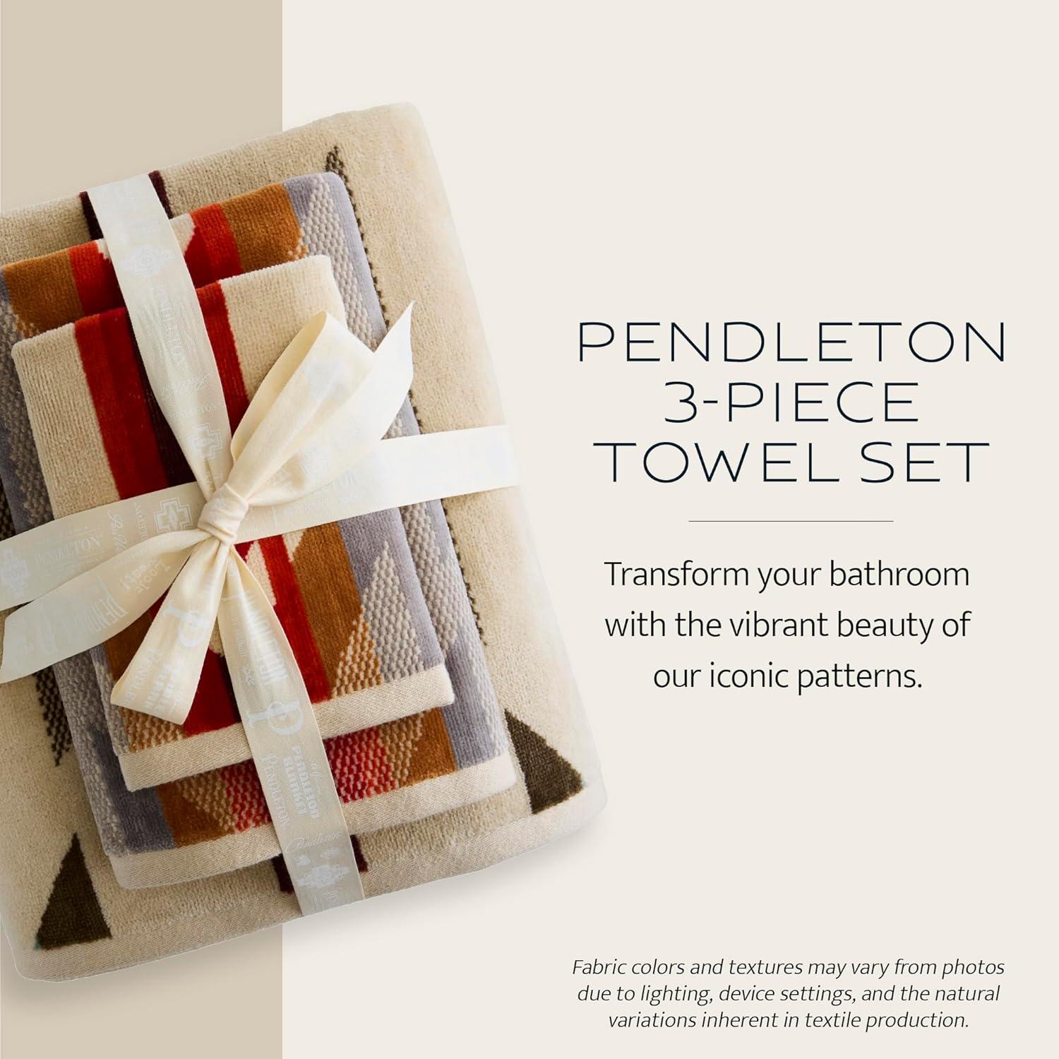 image:imagePendleton 3 Piece Bath Towel Set Bath Hand and Washcloth 100 Cotton Shower Towels Soft and Highly Absorbent Quick Dry Fade Resistant for Bathroom Hotel and Spa AquaWyeth Trail