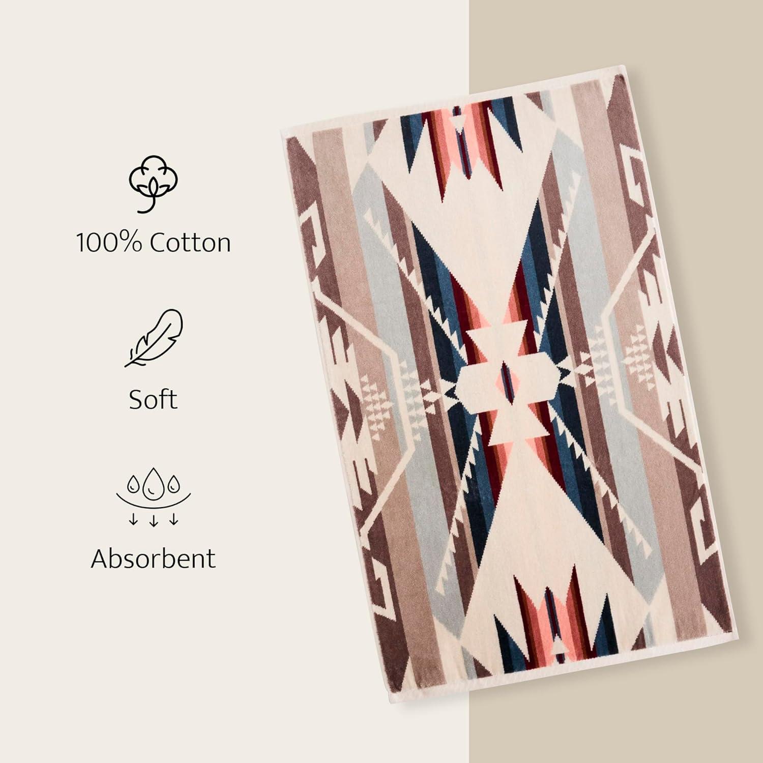 image:imagePendleton 3 Piece Bath Towel Set Bath Hand and Washcloth 100 Cotton Shower Towels Soft and Highly Absorbent Quick Dry Fade Resistant for Bathroom Hotel and Spa AquaWhite Sands Tan