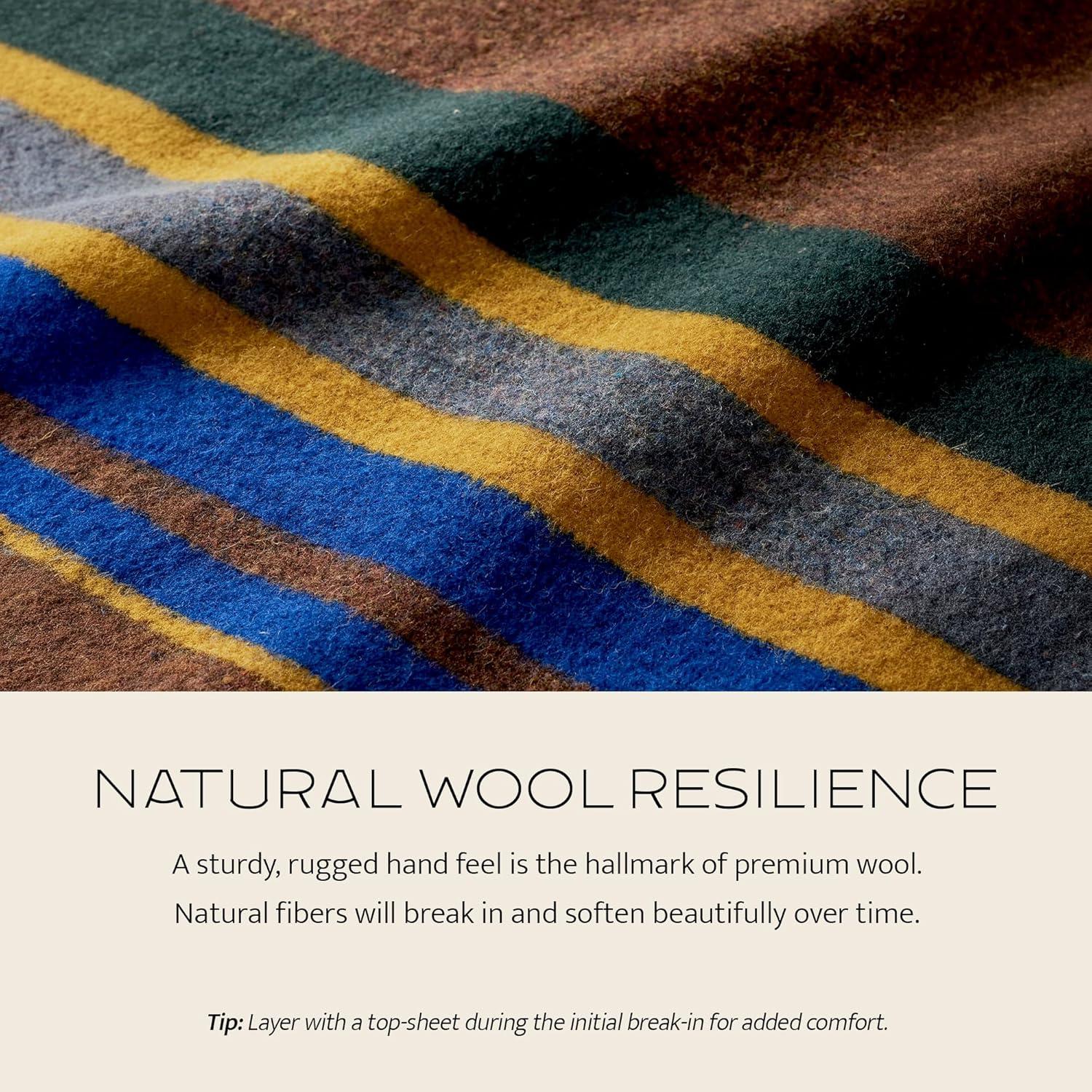 image:imagePendleton Yakima Camp Blanket Full Queen 90 x 90 Wool Cotton Large Dry Clean Soft and Durable Throw for Home and Travel Mineral UmberLake