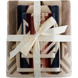 Pendleton 3 Piece Bath Towel Set – Bath, Hand, and Washcloth, 100% Cotton Shower Towels, Soft and Highly Absorbent, Quick Dry, Fade Resistant for Bathroom, Hotel and Spa – Aqua(White Sands Tan)