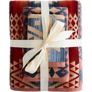 Pendleton 3 Piece Bath Towel Set – Bath, Hand, and Washcloth, 100% Cotton Shower Towels, Soft and Highly Absorbent, Quick Dry, Fade Resistant for Bathroom, Hotel and Spa – Aqua(Canyonlands Desert Sky)