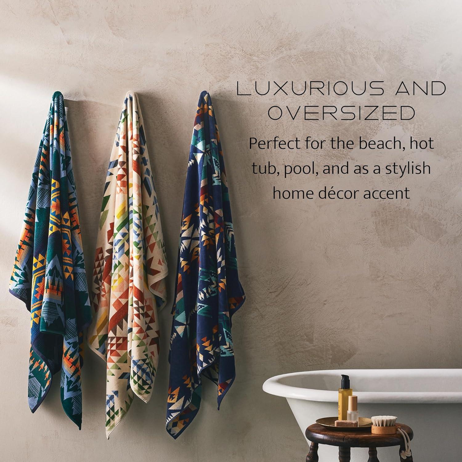 image:imagePendleton Oversized Jacquard Spa Towels 40 x 70 inches Bath Towels 100 Cotton Soft and Quick Dry for the Beach Hot Tub Pool CreeksideLos Ojos Black