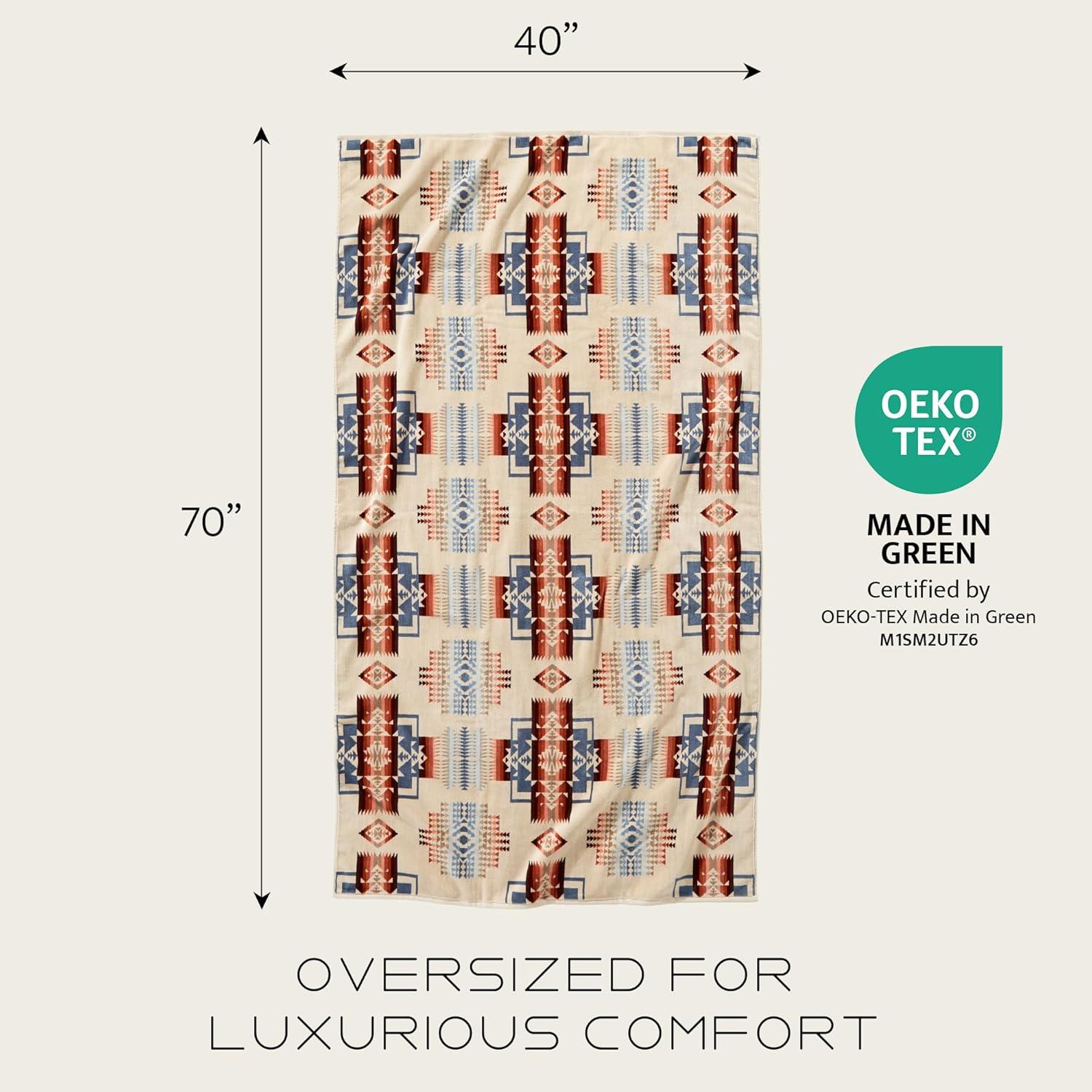 image:imagePendleton Oversized Jacquard Spa Towels 40 x 70 inches Bath Towels 100 Cotton Soft and Quick Dry for the Beach Hot Tub Pool CreeksideWhite Sands Tan