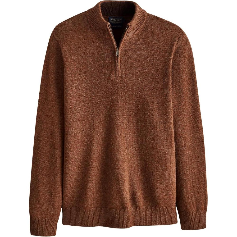 image:imagePendleton Mens Shetland Wool 14 Zip SweaterSpiced Heather