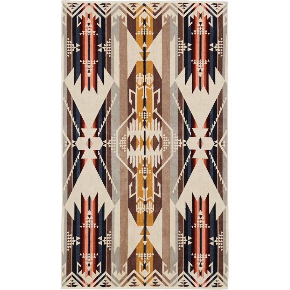 image:imagePendleton Oversized Jacquard Spa Towels 40 x 70 inches Bath Towels 100 Cotton Soft and Quick Dry for the Beach Hot Tub Pool  CreeksideWhite Sands Tan