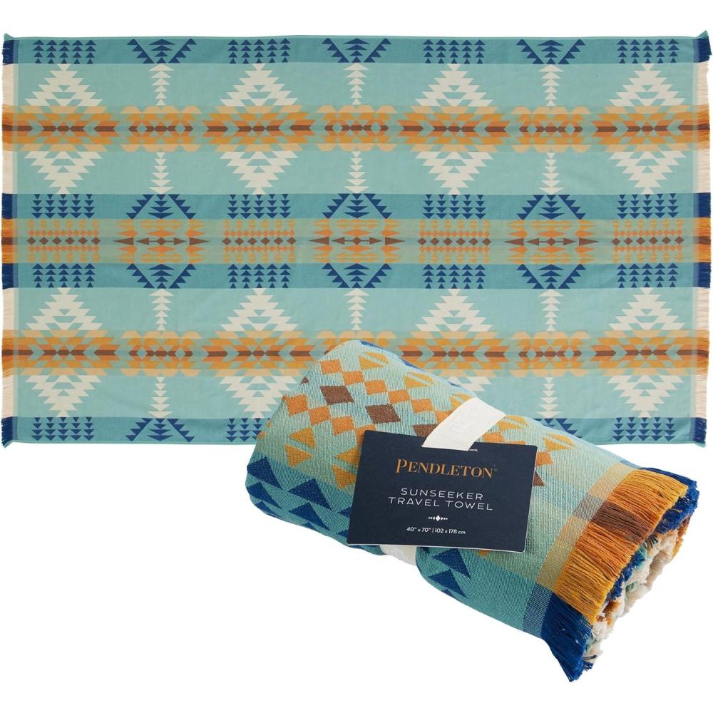 image:imagePendleton Sunseeker Lightweight Beach Towel  40 x 70 Oversized QuickDry Cotton Fabric SandResistant Compact Travel Towel for Beach Pool and Yoga  Tan Agate BeachRancho Arroyo Aqua