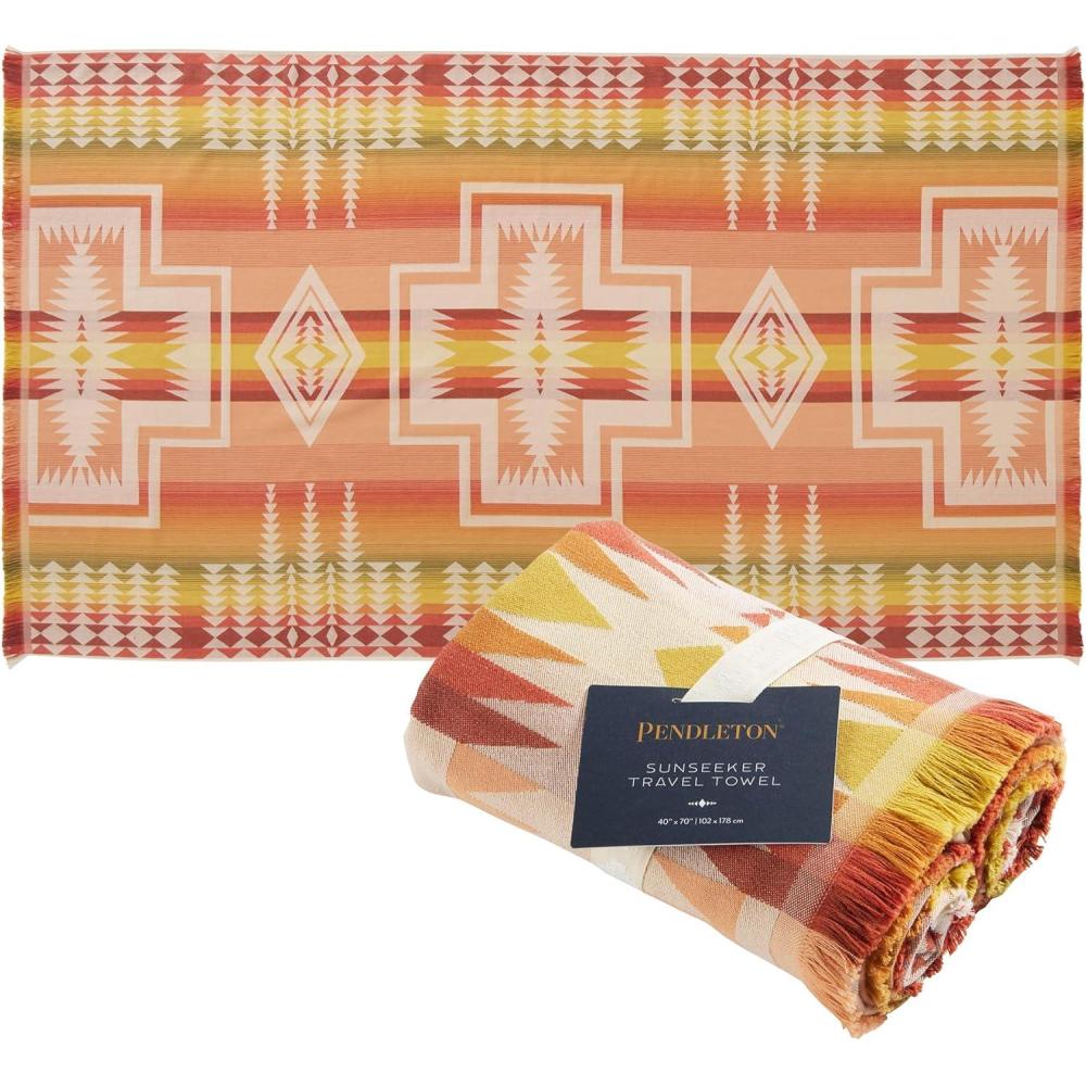 image:imagePendleton Sunseeker Lightweight Beach Towel 40 x 70 Oversized QuickDry Cotton Fabric SandResistant Compact Travel Towel for Beach Pool and Yoga Tan Agate BeachHarding Coral