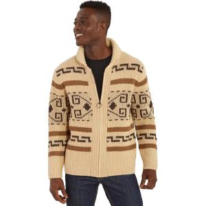 Pendleton Men’s The Original Westerley, Wool, Heavy Cable Knit Cardigan Sweater with Zip Front(Tan/Brown)