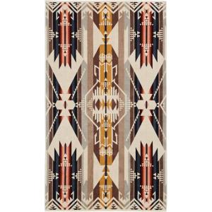 Pendleton Oversized Jacquard Spa Towels, 40 x 70 inches Bath Towels, 100% Cotton, Soft and Quick Dry for the Beach, Hot Tub, Pool – Creekside(White Sands Tan)